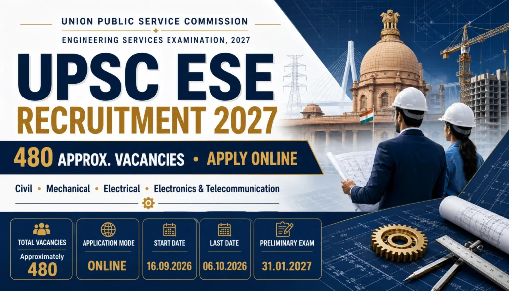 UPSC ESE Recruitment 2027: 480 Vacancies, Apply Online & Dates