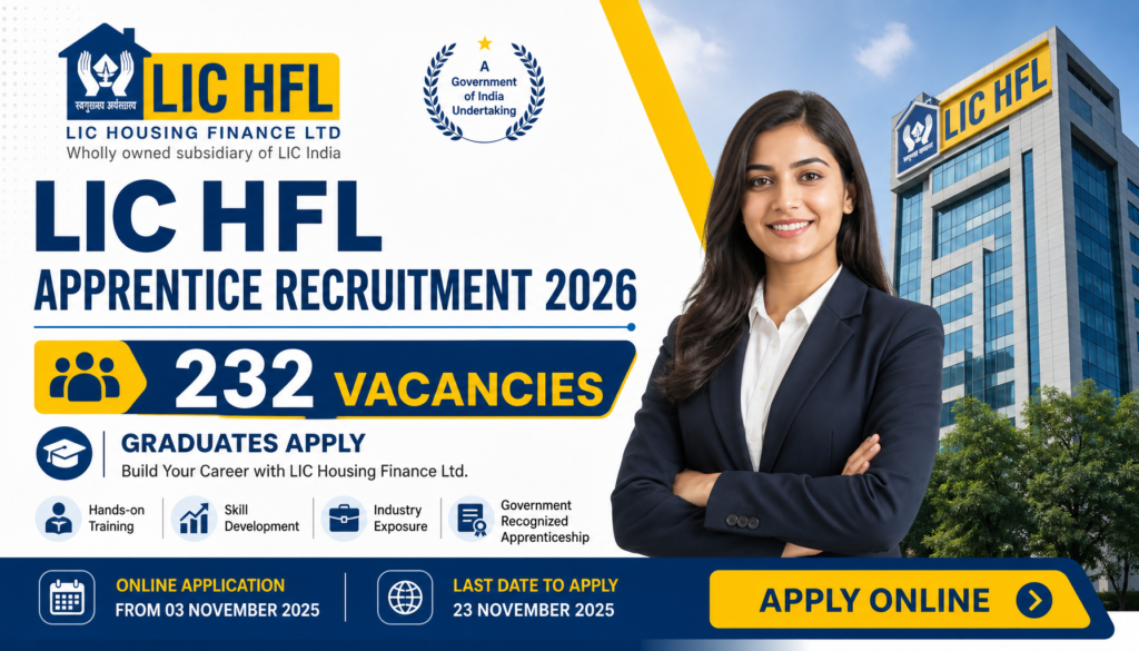 LIC HFL Apprentice Recruitment 2026: Graduates Apply for 232 Vacancies