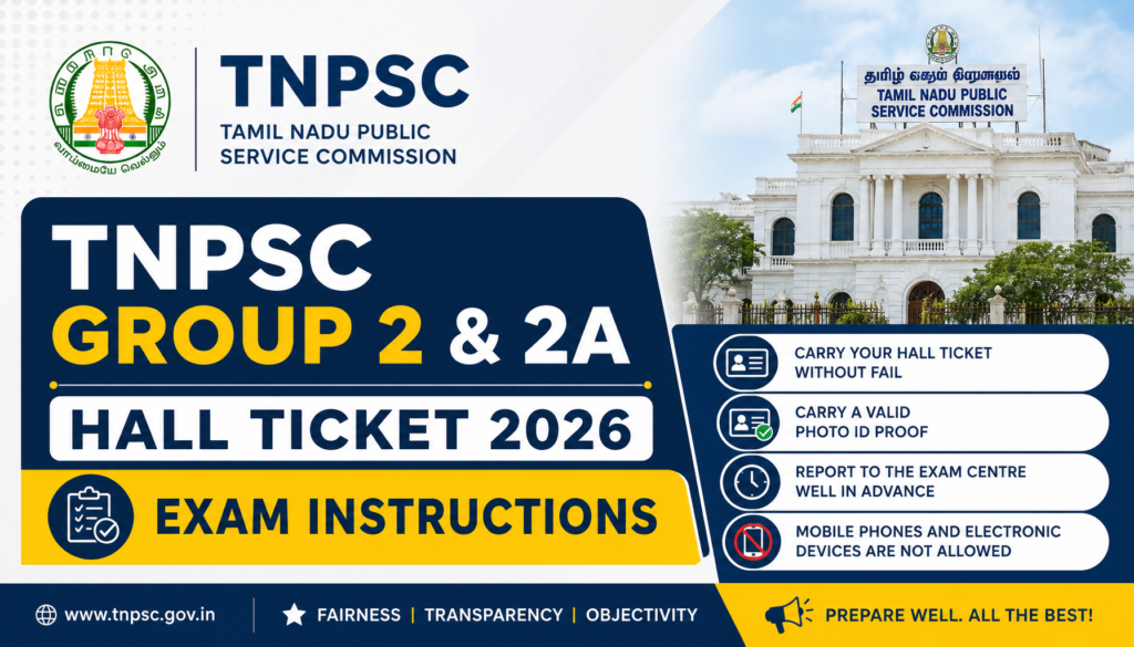 TNPSC Group 2 and 2A Hall Ticket 2026: Exam Instructions
